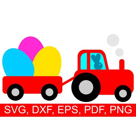 Easter Eggs Tractor SVG File with Easter Rabbit driving a tractor