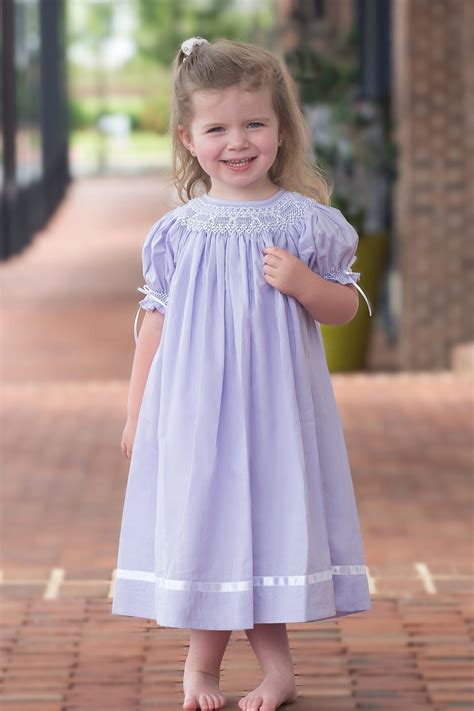 Purple Toddler Bishop Dress Vintage Smocked Dresses Heirloom Lavender