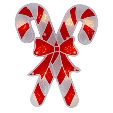 Northlight 12 Lighted Red And White Holographic Candy Cane Christmas
