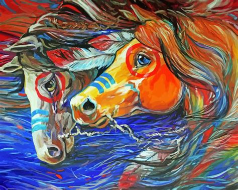 Abstract Native American Horses Paint By Numbers Paint By Numbers