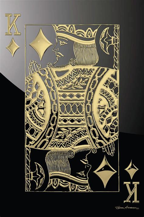 King Of Diamonds Playing Card Digital Art King Of Diamonds In Gold On