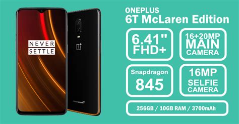 Oneplus 6 price in pakistan market price of oneplus 6 is pkr 63000 in pakistan also find oneplus 6 full specifications & features like front and back camera, screen size, battery life, internal and external memory, ram, mobile color options, and other features etc. OnePlus 6T McLaren Edition Price In Malaysia RM2999 ...