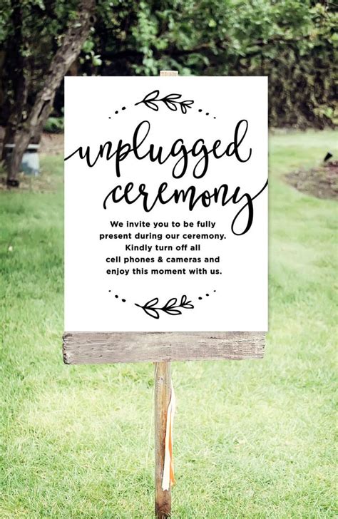 Unplugged Ceremony Sign Wedding Poster Guests Editable Template Party