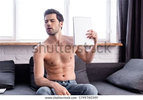 Sexy Shirtless Man Closed Eyes Suffering Stock Photo Shutterstock