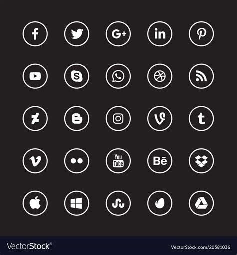 Social Media White Circular Icons Set Download A Free Preview Or High