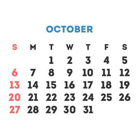 Premium Vector October 2024 Month Calendar Vector Illustration