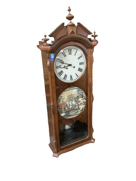 Lot Walnut Victorian Weight Driven Regulator Clock 57” Tall
