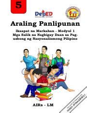 AP5 Q4 M1 Pdf 5 Araling Panlipunan Ikaapat Na Markahan Modyul 1 Mga