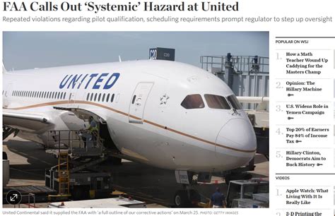 Wsj Faa Calls Out ‘systemic Hazard At United Loyaltylobby