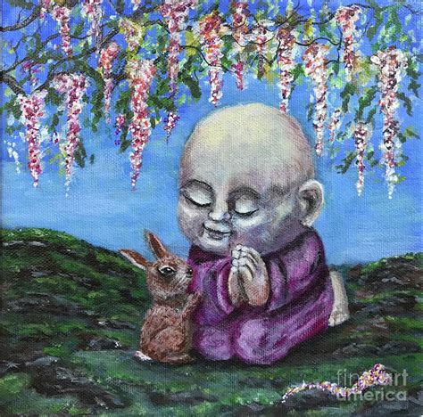 Baby Buddha And His Friend Painting By Rosie Kuhn
