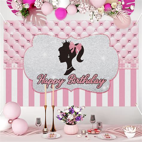 Buy Girls Happy Birthday Backdrop Banner Glamour Pink Girl Make Up