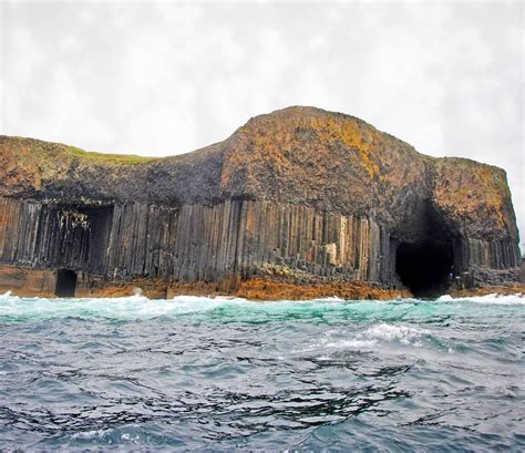 Isle Of Staffa Fingals Cave On The Right Boat Cave On Left Fingal