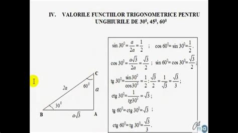 Trigonometrie Functii Trigonometrice In Triunghiul Dreptunghic