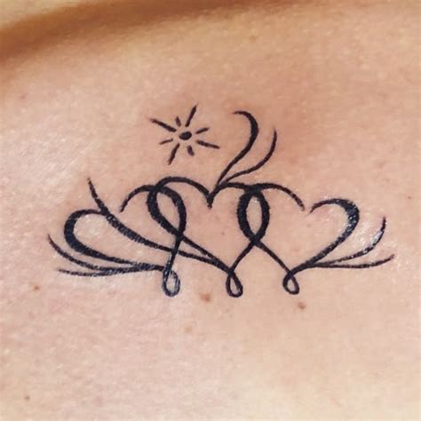 Small Tattoo 3 Hearts For My 3 Kids And A Little Star For My Mother