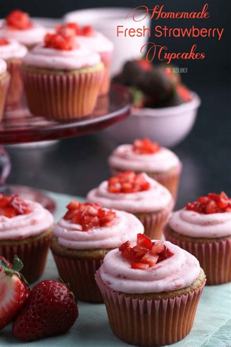 Vanilla cupcake with strawberry filling and chocolate icing. The Best Fresh Strawberry Cupcakes + Video - Pint Sized Baker