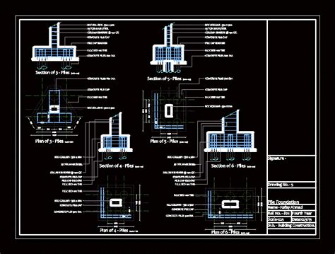 Pile Foundation Design Structural Plan Autocad Drawin