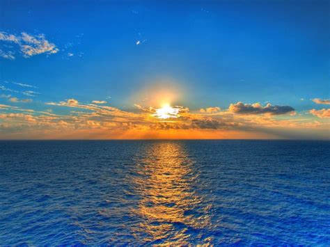 Golden Sunset On The Blue Sea Hd Desktop Wallpaper Widescreen High Definition Fullscreen