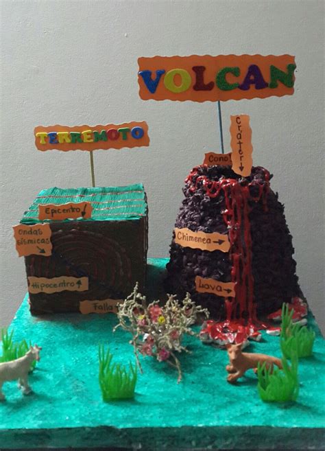 Cuando hagas un diorama del desierto, nunca dejes fuera el cactus. Maqueta de volcán y terremoto | Maquetas de volcanes ...
