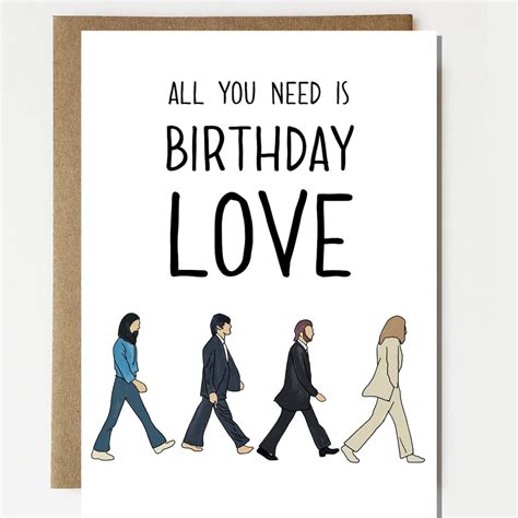 The Beatles Inspired Happy Birthday Card Beatles Card Etsy