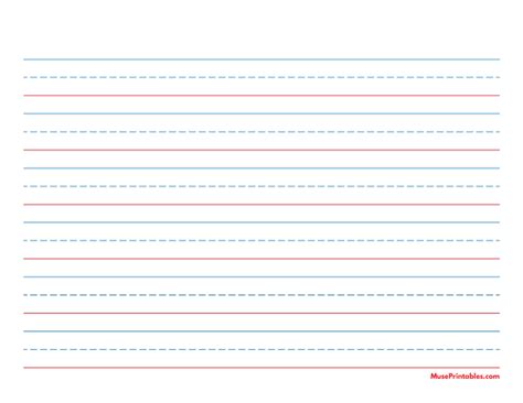 Printable Blue And Red Handwriting Paper 34 Inch Landscape For