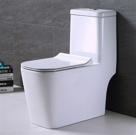 Hometure One Piece Toilet Elongated Square Bowl Soft