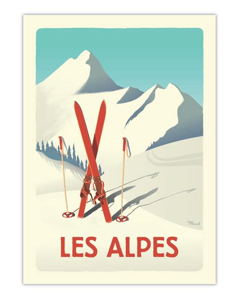 © Marcel Classics Winter Alpes Les Skis Rouges Marcel