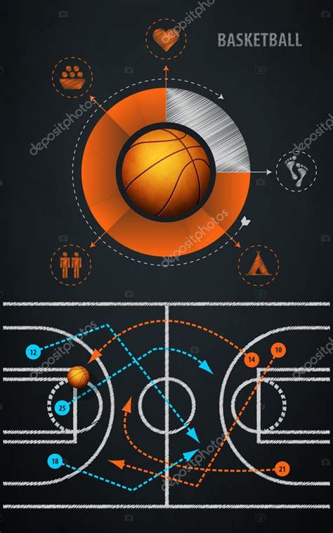 Infographics Element With Sports Basketball Ball ⬇ Vector Image By