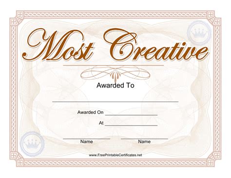 Most Creative Award Certificate Template Download Printable Pdf
