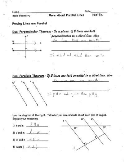 More About Parallel Lines Notes Proving Lines Are Parallel Dual