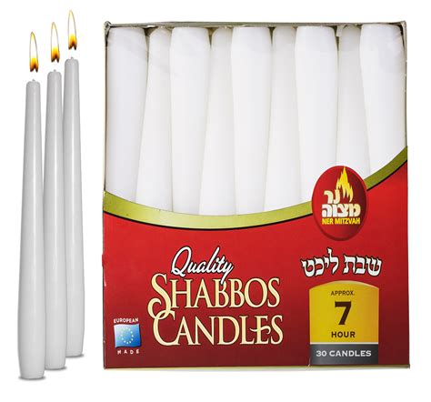 Buy Ner Mitzvah Classic White Taper Candles 20 Cm 30 Bulk Pack