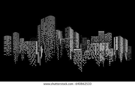 City Scene On Night Time City Stock Vector Royalty Free 640862533