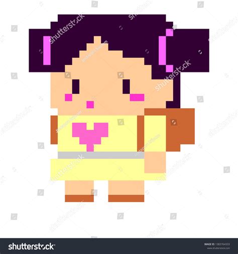 Pixel Art Girl Version Cartoon Stock Vector Royalty Free 1383764333