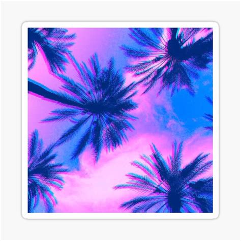 Vaporwave Palm Trees Glitch Art Sticker For Sale By Glitchhub Redbubble