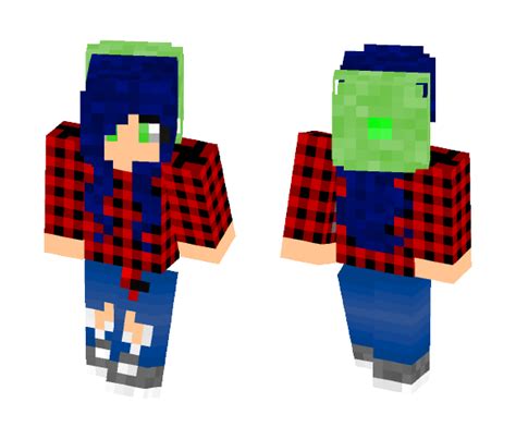 Download Blue Haired Girl W Plaid Shirt Minecraft Skin For Free