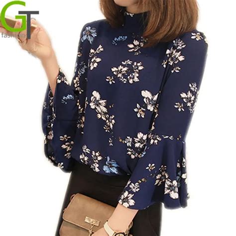 blouse and shirts blusas 2019 blouse women autumn fashion floral shirt chiffon shirt bow shirts