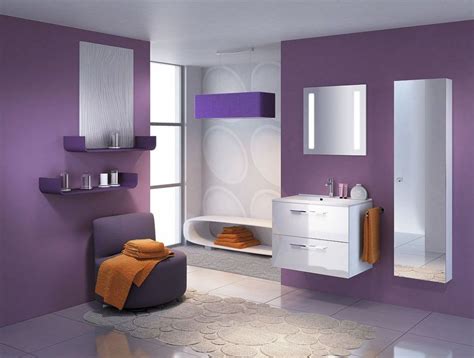 Let the vanity take center stage in your bathroom. Purple Theme Contemporary Bathroom Design With White ...