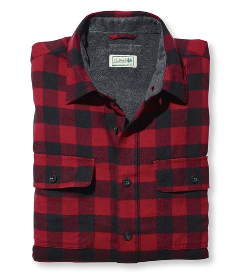 Mens Fleece Lined Flannel Shirt Traditional Fit Free Shipping At L