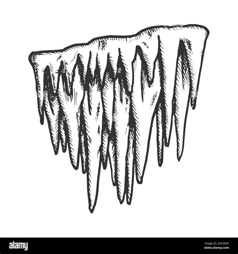 Icicle Stalactite Frost Element Monochrome Vector Stock Vector Image