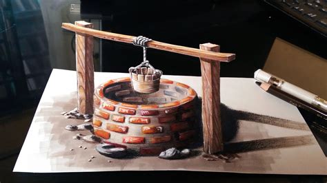 This video will teach you how to draw a chrome sphere with colors. Drawing a 3D Cistern - Optical illusion - Trick Art - YouTube