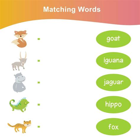 Read And Match Worksheet Game English Alphabet With Cartoon Animals