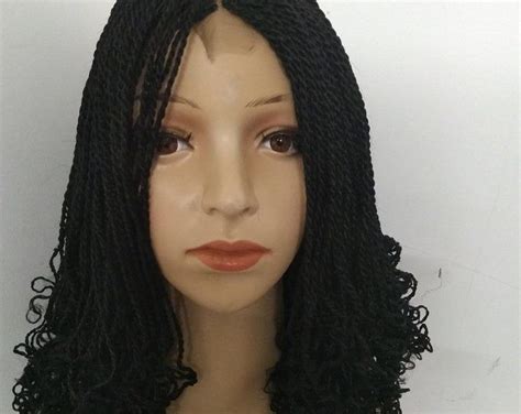 Handmade Box Braid Braided Lace Front Wig With Curly Ends Color 1bbug