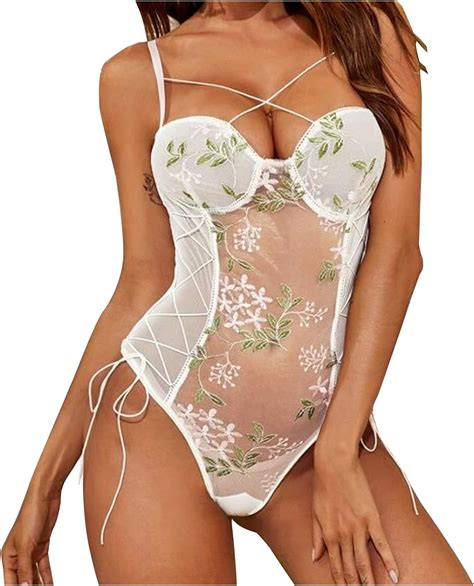 Amazon Com Womens Sexy Lace See Through Embroidered Hollow Out Exotic