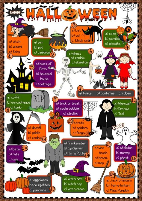 Halloween Vocabulary Exercises And Worksheets