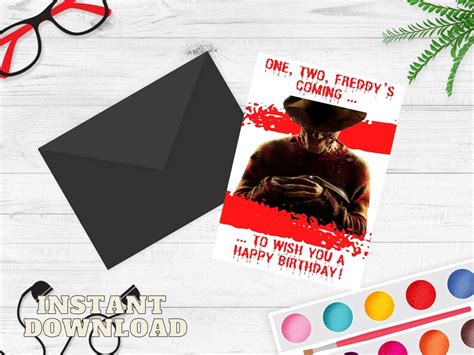 Freddy Krueger Printable Birthday Card Nightmare On Elm Etsy Singapore