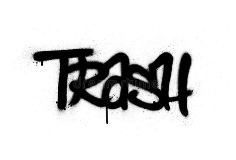 Graffiti Trash Word Sprayed In Black Over White Stock Vector