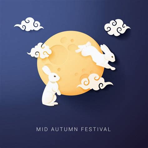 Premium Vector Mid Autumn Rabbit Moon Illustration Moon