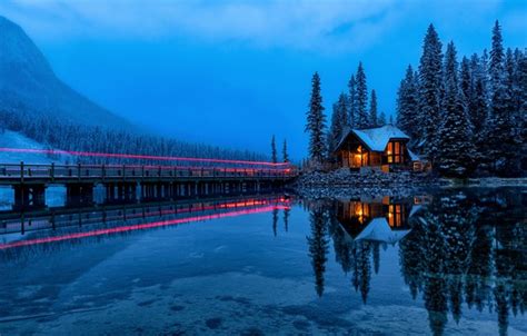 Wallpaper Forest Light Mountains Lake Reflection Canada House