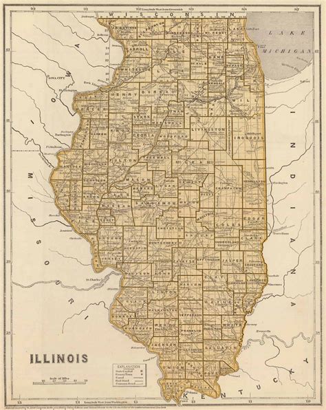 Old Historical City County And State Maps Of Illinios