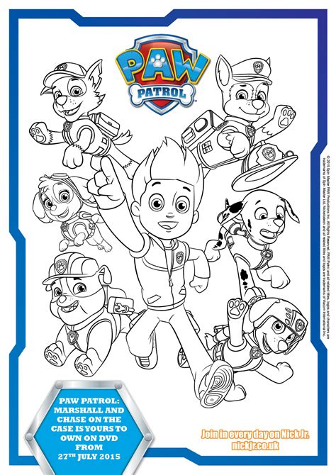 Paw Patrol Colouring Pages And Activity Sheets In The Playroom