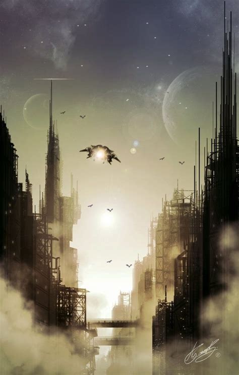 Dystopian Sci Fi Concept Art Fantasy Landscape Futuristic City